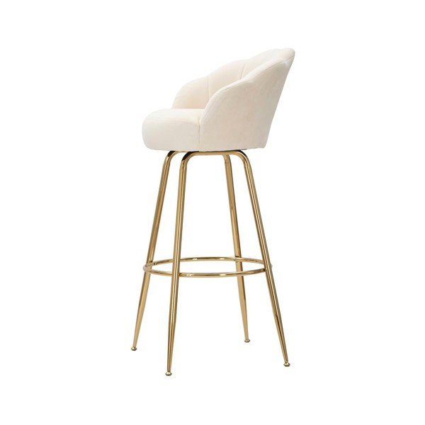 Sedia da bar color crema/dorata in velluto con braccioli (altezza della seduta 90 cm) Vienna – Mauro Ferretti-image-3