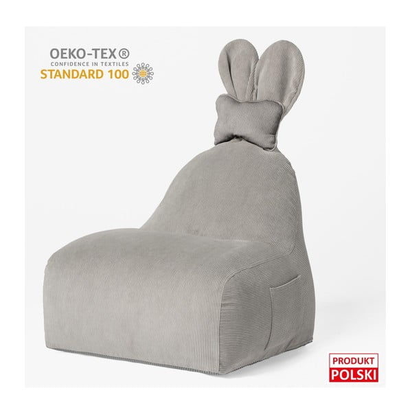 Pouf a sacco per bambini grigio Funny Bunny – The Brooklyn Kids-image-4
