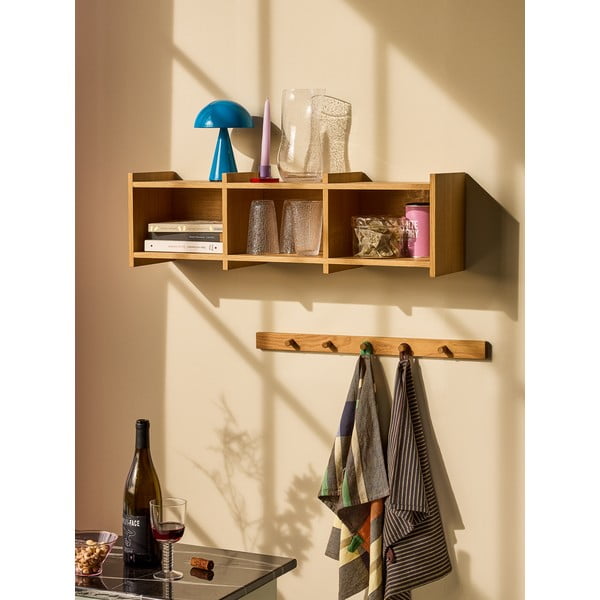 Scaffale da parete in rovere naturale 80 cm Focal - Hübsch-image-1