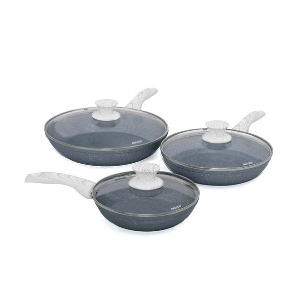 Set di 3 teglie grigie con coperchio Pierre Gourmet - Bisetti