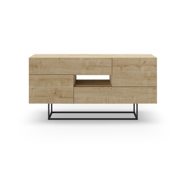 Cassettiera bassa in rovere decorato in colore naturale 145x82 cm Titan - Marckeric-image-2