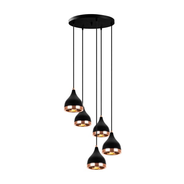 Lampadario nero/color rame con paralume in metallo ø 43 cm Yildo – Opviq lights