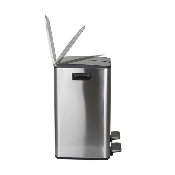 Cestino per la spazzatura color argento opaco in acciaio per raccolta differenziata/con pedale 2x20 l   Aliya – Spirella-image-3
