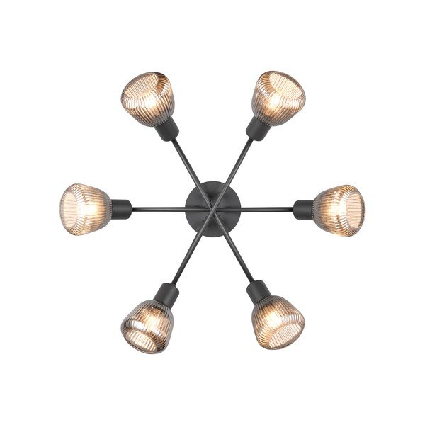 Lampada da soffitto nera con paralume in vetro Tarifa - Trio-image-4