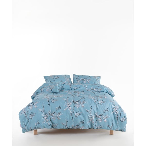 Set copripiumino e federa blu in cotone renforcé per letto singolo 140x200 cm Blue Floral – Mila Home Luxury
