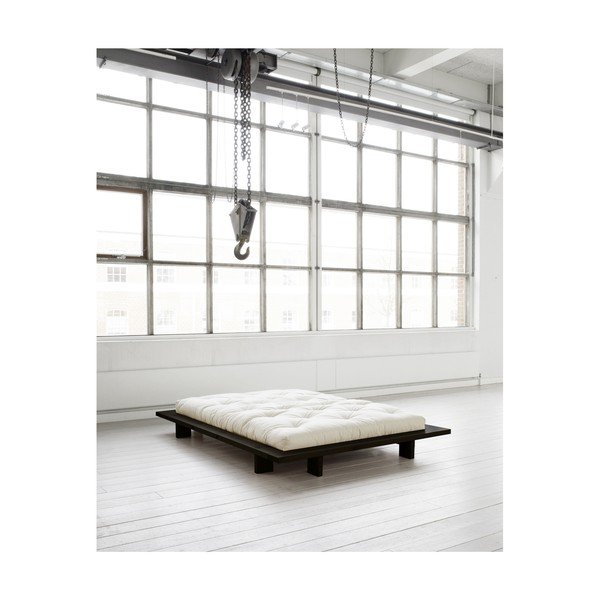 Dvoulůžková postel z borovicového dřeva s matrací Karup Design Japan Comfort Mat Black/Natural, 140 x 200 cm-image-3