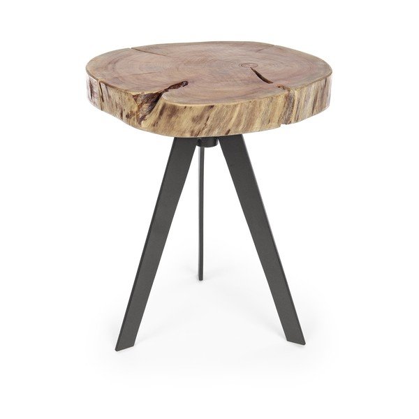 Tavolino da salotto nero/di colore naturale con piano in acacia ø 35 cm Aron – Bizzotto