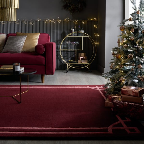Tappeto burgundy in lana tessuto a mano 160x230 cm Gatsby – Flair Rugs-image-2