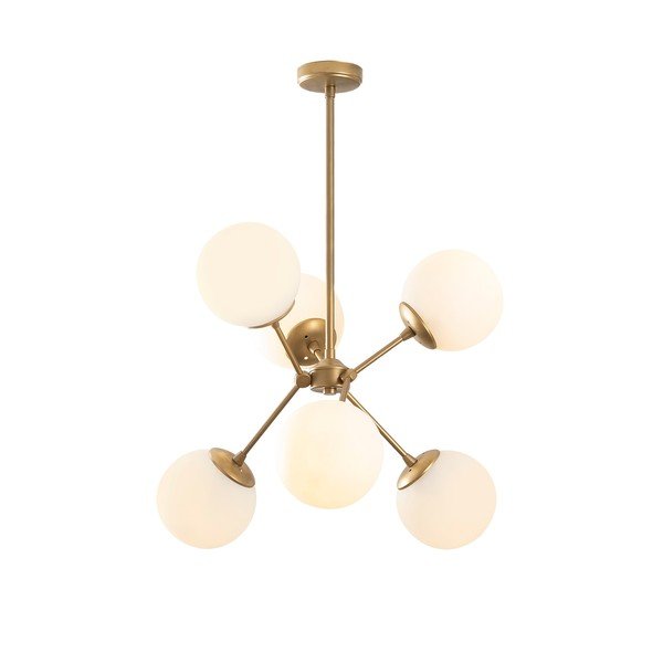 Lampadario bianco/dorato con paralume in vetro ø 55 cm Gondol – Opviq lights-image-2