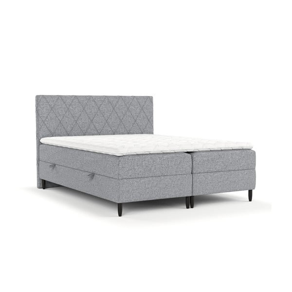 Letto boxspring grigio con contenitore 200x200 cm Gwen - Maison de Rêve