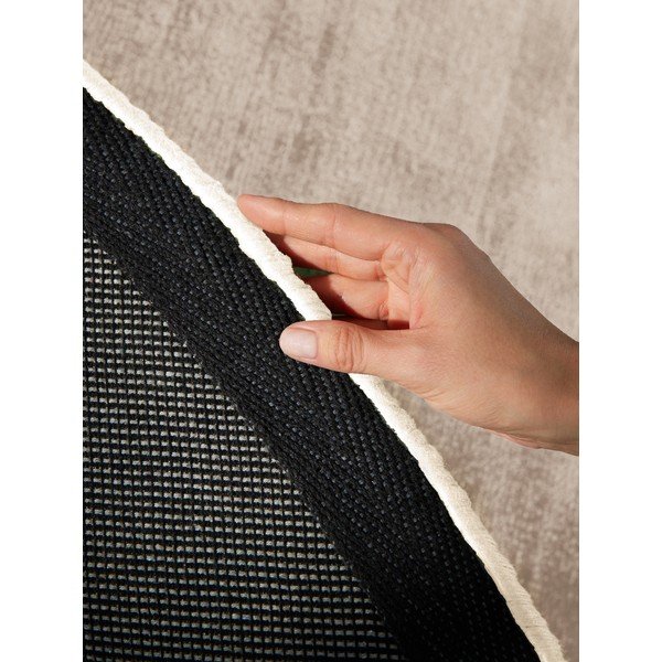 Tappeto rotondo beige in viscosa tessuto a mano ø 150 cm Noemi – Vikosa-image-4