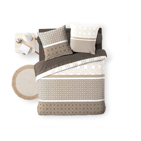 Set copripiumino e federa marrone in cotone per letto matrimoniale ed esteso con lenzuolo incluso/6 pezzi 240x220 cm Pacha – douceur d'intérieur-image-3