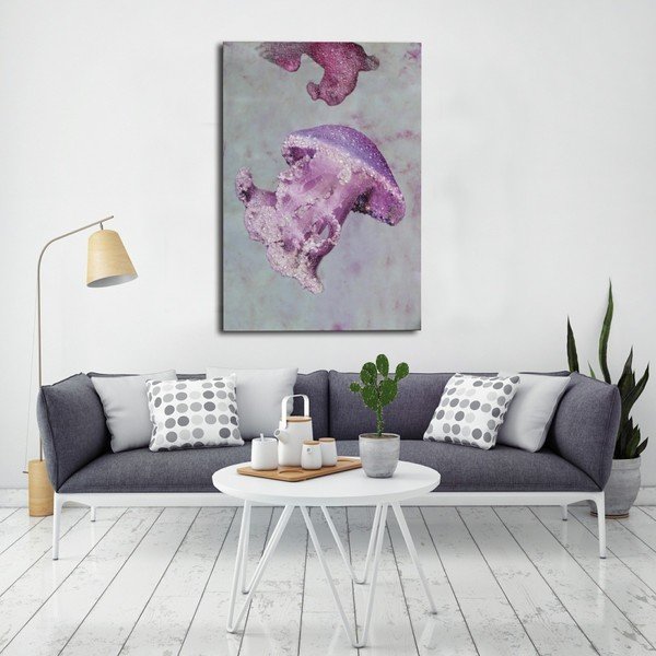 Quadro dipinto a mano in cornice di legno di pino Medusa Purple, 80 x 120 cm - Mauro Ferretti-image-1
