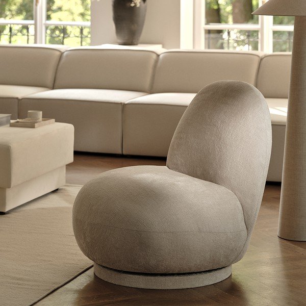 Poltrona bianca in tessuto bouclé Chuck - Micadoni Home-image-1