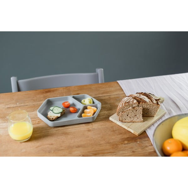 Piatto per bambini grigio in silicone 16x25 cm – Kindsgut-image-4