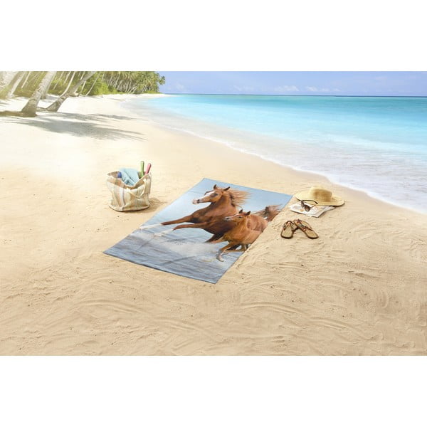 Telo mare da bambini blu/marrone in velluto 75x150 cm Free – Good Morning-image-1