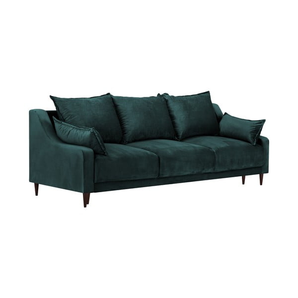 Divano letto in velluto blu-verde con contenitore , 215 cm Freesia - Mazzini Sofas-image-2