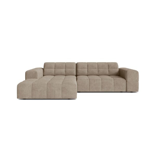Divano angolare beige (con penisola a sinistra/con chaise lounge) con rivestimento in ciniglia Chicago – Cosmopolitan Design