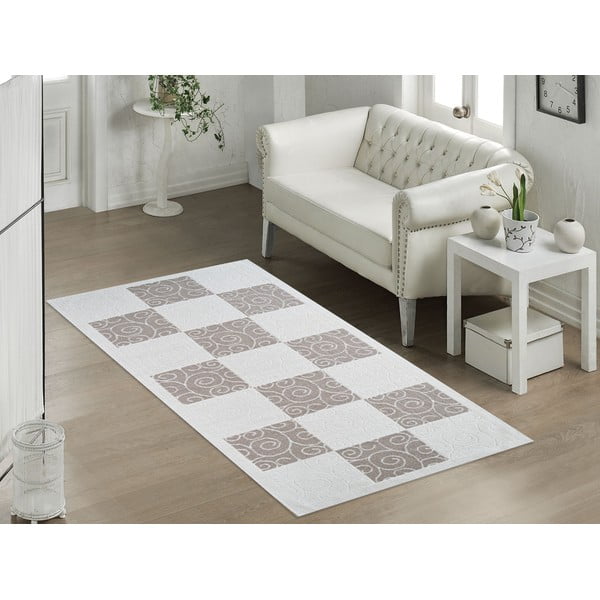Béžový odolný koberec Vitaus Patchwork Bej, 80 x 300 cm