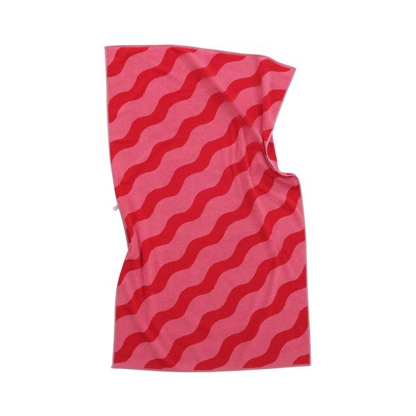 Asciugamano rosso/rosa in cotone 90x150 cm Waves – Jotex-image-3