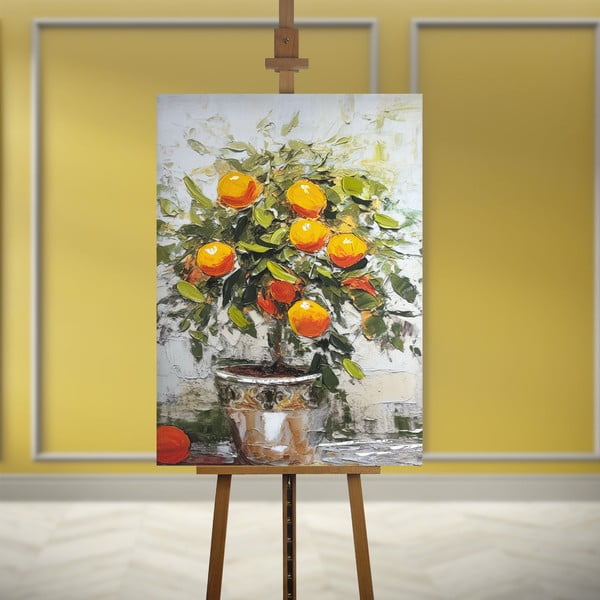 Quadro con elementi dipinti a mano 70x100 cm Oranges – Styler-image-2