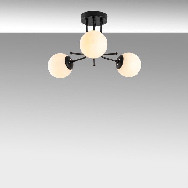 Plafoniera nera con paralume in vetro ø 15 cm Daisy – Opviq lights-image-4