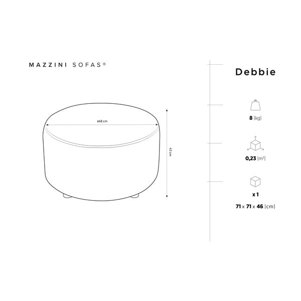 Pouf in velluto beige , ø 68 cm Debbie - Mazzini Sofas-image-3