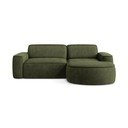 Divano angolare verde (con penisola a destra/con chaise lounge) con rivestimento in ciniglia Omao – Makamii