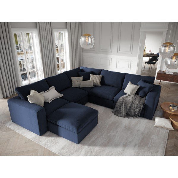 Parte angolare reversibile blu scuro del divano modulare in velluto a coste Galaxy - Windsor & Co Sofas-image-4