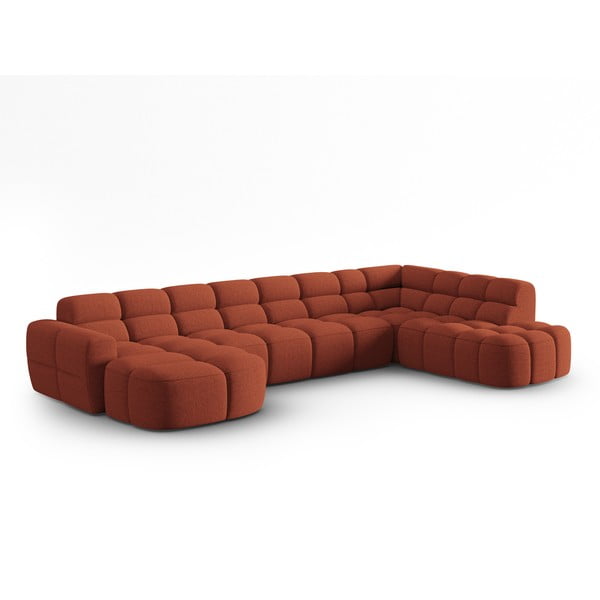 Divano con penisola color mattone Lisa - Micadoni Home-image-3