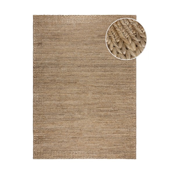 Tappeto in kenaf tessuto a mano in colore naturale 120x170 cm Drew Border - Flair Rugs