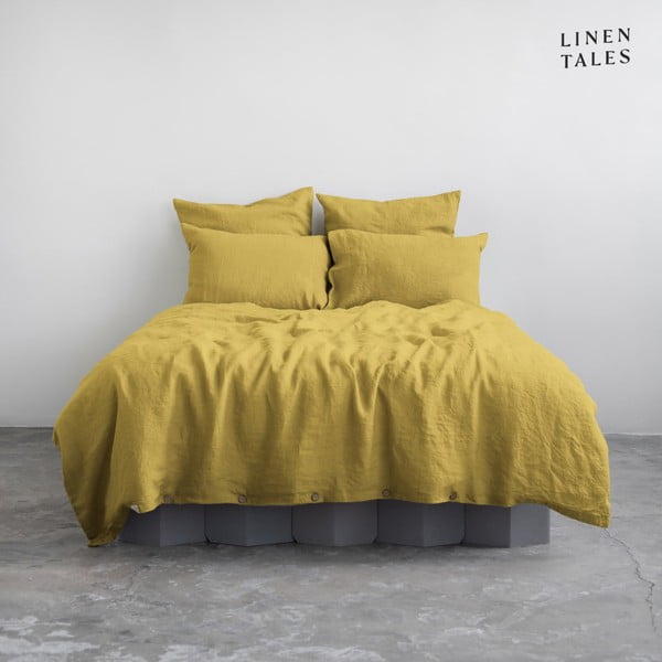 Lenzuolo matrimoniale in lino giallo 200x220 cm Lemon Curry - Linen Tales