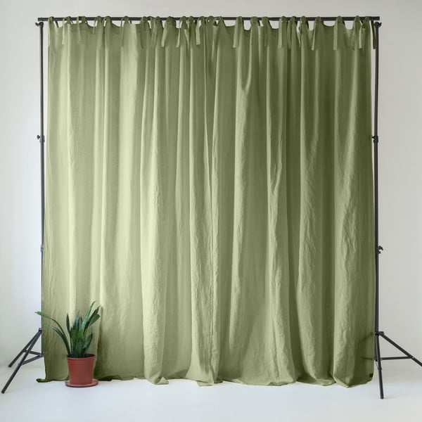 Tenda verde chiaro in lino 140x200 cm Sage – Linen Tales