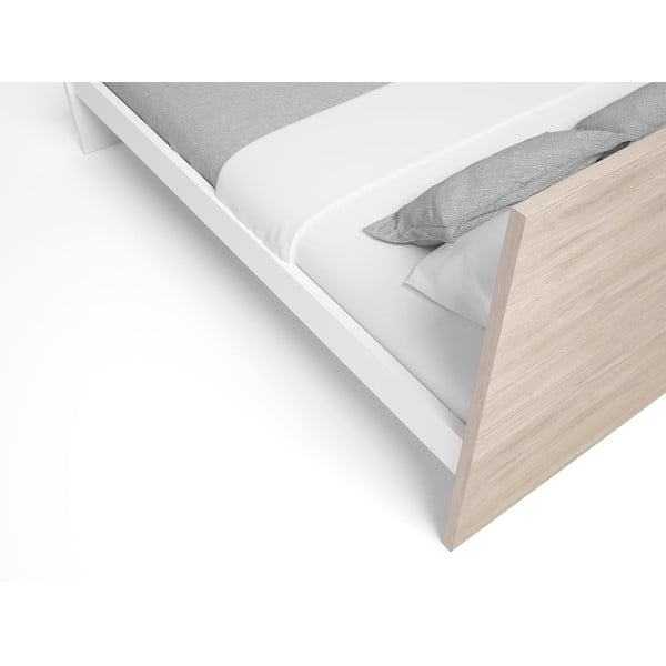 Letto matrimoniale bianco/naturale in rovere 160x200 cm Sahara - Marckeric-image-4