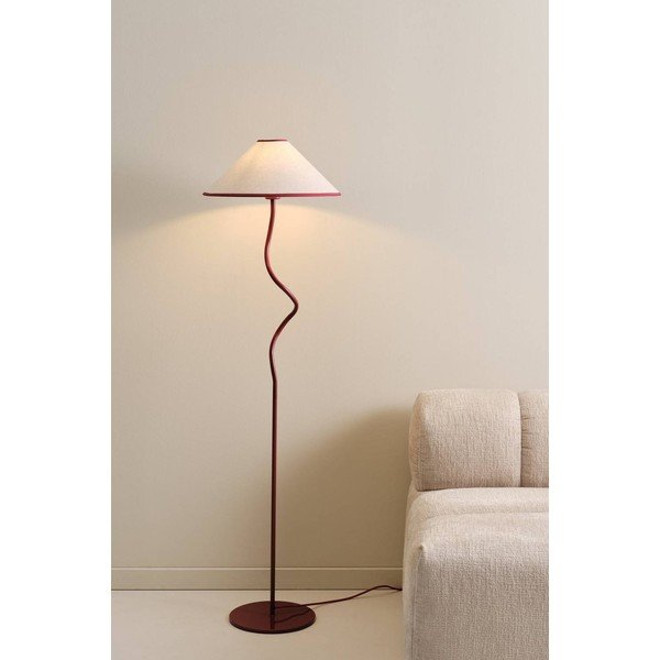 Lampada da terra rossa/bianca in tessuto con intensità regolabile (altezza totale 148 cm) Juliet – Jotex-image-1