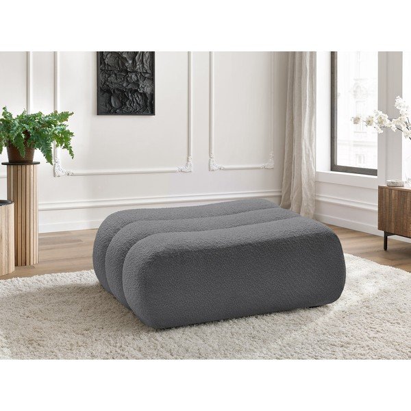 Poggiapiedi grigio con rivestimento in bouclé Azra – Bobochic Paris-image-1