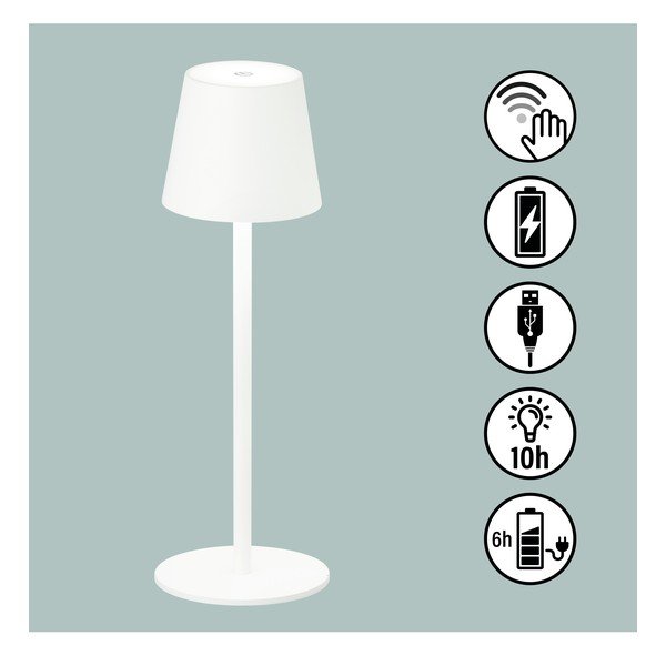 Lampada da tavolo dimmerabile a LED bianchi con sensore di movimento e paralume in metallo (altezza 38 cm) Tropea - Fischer & Honsel-image-2