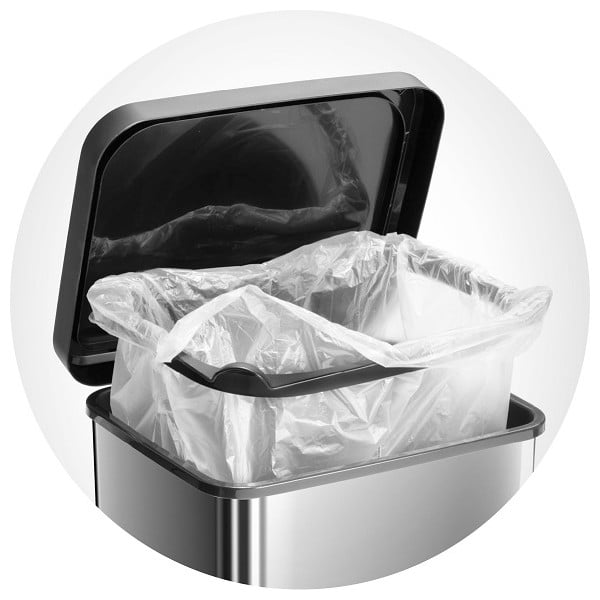 Cestino per la spazzatura argentato in plastica con pedale 40 l Paso – Rotho-image-2