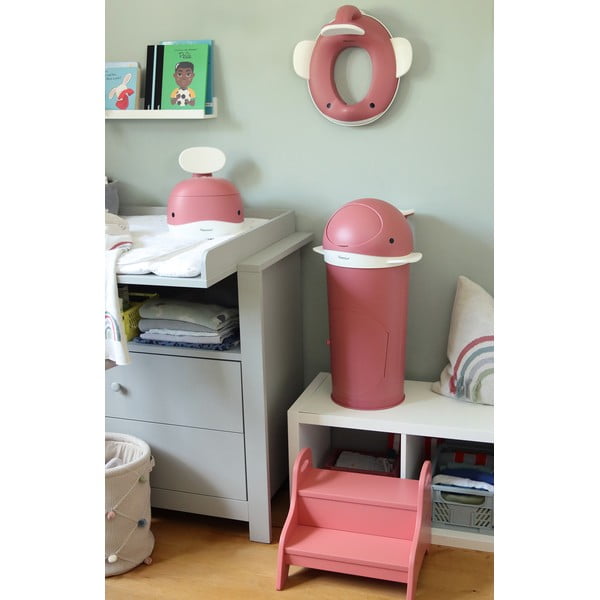 Cestino in plastica rosa scuro per pannolini 25 L Whale - Kindsgut-image-1