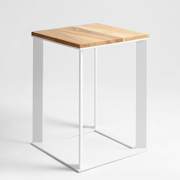 Odkládací stolek s bílým podnožím a dubovou deskou Custom Form Skaden, 50 x 50 cm-image-1