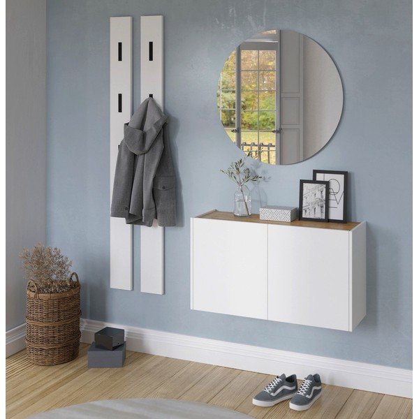 Armadietto bianco con effetto rovere da appendere 93x52x29 cm Libbiano – Germania-image-1