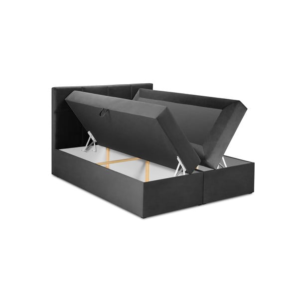 Letto boxspring grigio scuro con contenitore 180x200 cm Mimicry - Mazzini Beds-image-3
