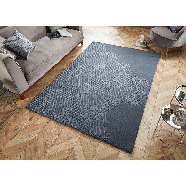 Tappeto di lana blu , 160 x 230 cm Diamonds - Flair Rugs-image-4