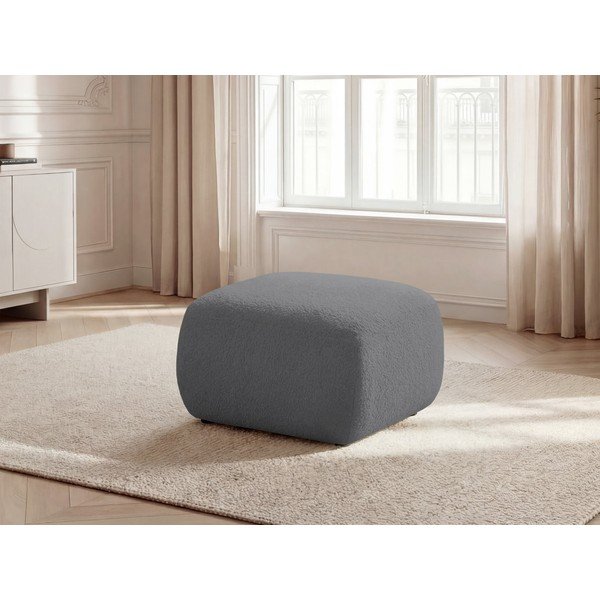 Poggiapiedi grigio con rivestimento in bouclé Montaigne – Bobochic Paris-image-1