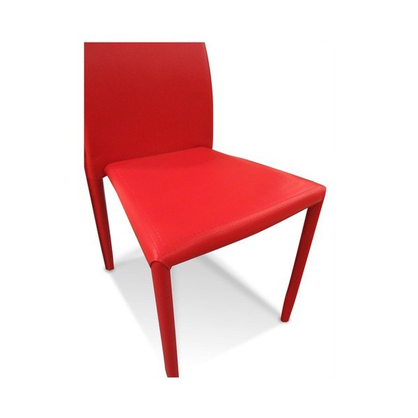 Sedia da pranzo rossa con rivestimento in ecopelle Faux - Evergreen House-image-2