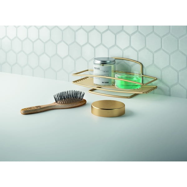 Mensola da bagno in acciaio color oro Onda - Metaltex-image-1