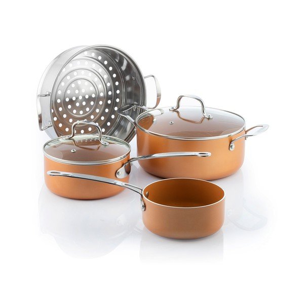Sada hrnců s napařovačem InnovaGoods Copper-Effect