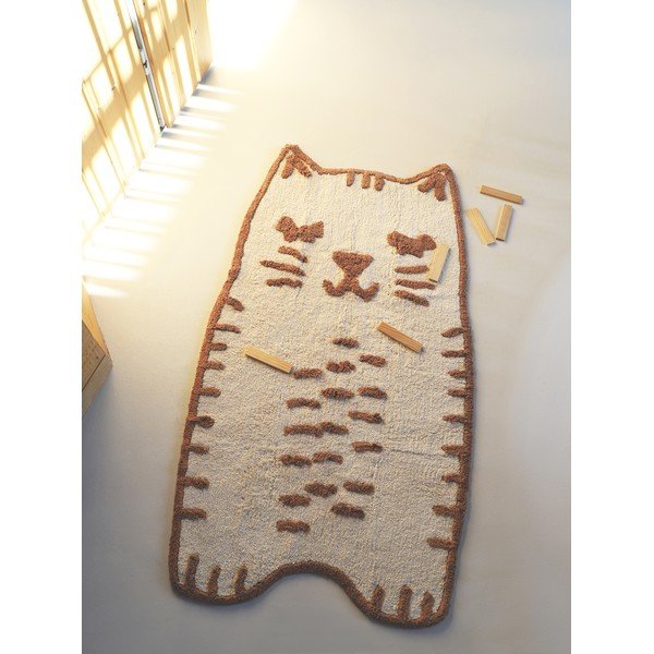 Tappeto per bambini color crema in cotone lavabile e tessuto a mano 65x120 cm Little Charlie – Nattiot-image-3