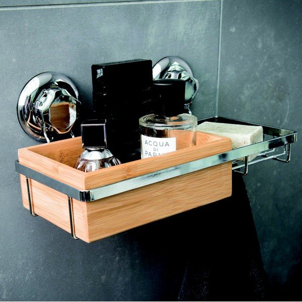 Cestino da parete in bambù con portasapone Spa - Compactor-image-2