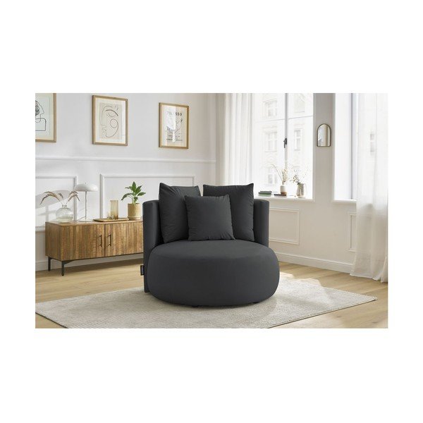 Poltrona grigio scuro con rivestimento in velluto Cesar – Bobochic Paris-image-1